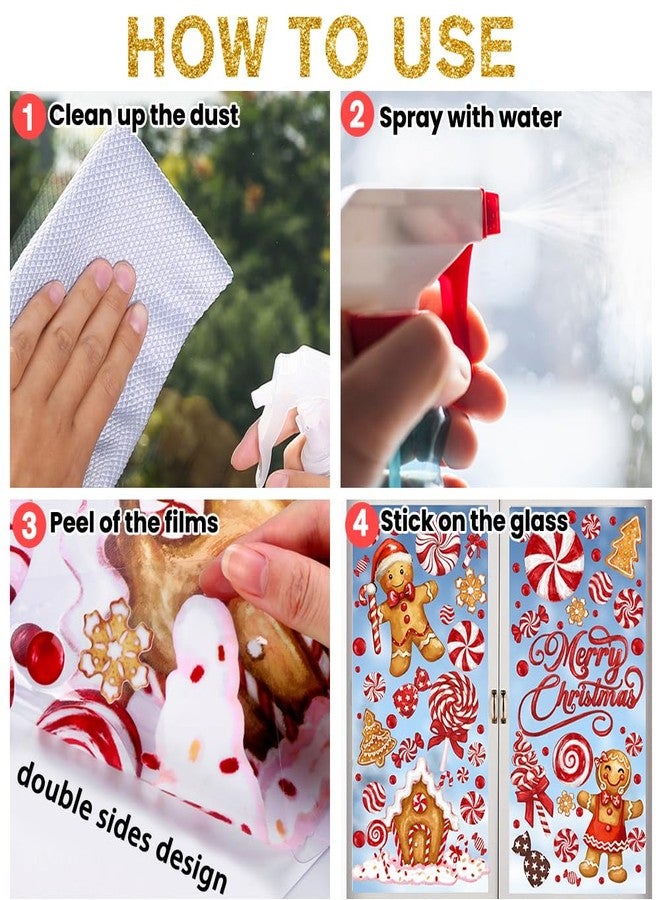 DULEFUN Christmas Window Clings, Gingerbread Man Candy Window's Stickers Decals Oil Painting Xmas Windows Decoration for Holiday Winter Party Home Office Decor - Image 5